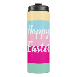 カラフルパターストライプンハッピーイースターフラットカード タンブラー