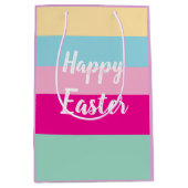 カラフルパターストライプンハッピーイースターフラットカード ミディアムペーパーバッグ (正面)