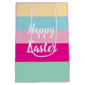 カラフルパターストライプンハッピーイースターフラットカード ミディアムペーパーバッグ (裏面)