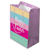 カラフルパターストライプンハッピーイースターフラットカード ミディアムペーパーバッグ (裏面アングル)