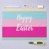 カラフルパターストライプンハッピーイースターフラットカード 薄葉紙 (クラフト)