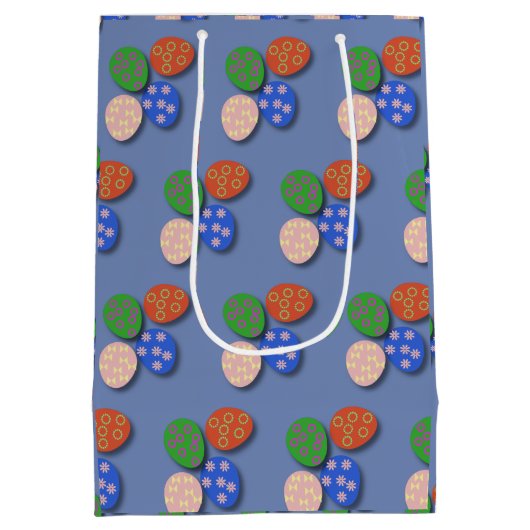 カラフルパターン（の模様が）あるイースターデザイン2 ミディアムペーパーバッグ (裏面)