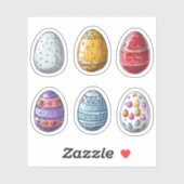 カラフルパターン（の模様が）あるイースター卵セット シール (シート)