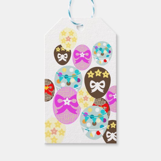 カラフルパターン（の模様が）あるイースター卵 ギフトタグ (正面)