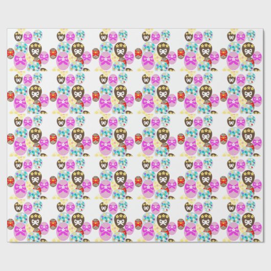 カラフルパターン（の模様が）あるイースター卵 ラッピングペーパー (フラット)