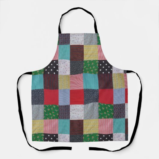 カラフルパターン(の模様が)あるマスヴィンテージパッチワーク エプロン (正面)