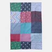 カラフルパターン(の模様が)あるマスヴィンテージパッチワーク キッチンタオル (縦)