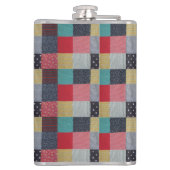 カラフルパターン(の模様が)あるマスヴィンテージパッチワーク フラスク (裏面)