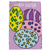 カラフルパターン（の模様が）ある卵 ミディアムペーパーバッグ (裏面)