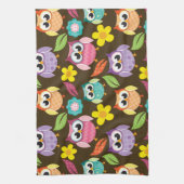 カラフルパターン(の模様が)ある輪と花 キッチンタオル (縦)