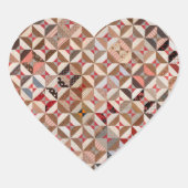 カラフルパッチワークキルトパターン ハートステッカー ハートシール (正面)