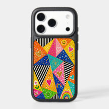カラフルパッチワークハートと虹のOtterBox iPho