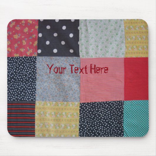 カラフルパッチワークパターンヴィンテージコテージコア マウスパッド (正面)