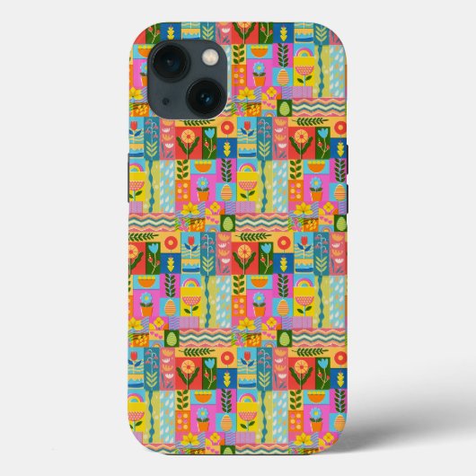 カラフルパッチワーク枠ヴィンテージ Case-Mate iPhoneケース (裏面)
