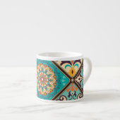 カラフルパッチワーク瓦：イスラム教のモチーフ。 エスプレッソカップ (正面右)