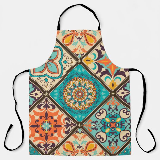 カラフルパッチワーク瓦：イスラム教のモチーフ。 エプロン (正面)