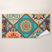 カラフルパッチワーク瓦:イスラム教のモチーフ。 バスタオル (バスタオル)