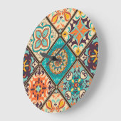 カラフルパッチワーク瓦:イスラム教のモチーフ。 ラージ壁時計 (傾斜)