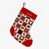 カラフルパッチワーク スモールクリスマスストッキング (正面 (吊り時))