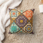 カラフルパッチワーク:マジョリカタイルデザイン クッション (ブランケット)