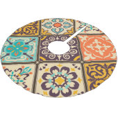 カラフルパッチワーク：マジョリカタイルデザイン ブラッシュドポリエステルツリースカート (アングル)