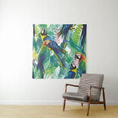 カラフルパロットと珍しい花 タペストリー (インサイチュ)