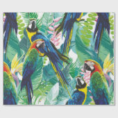 カラフルパロットと珍しい花 ラッピングペーパー (フラット)