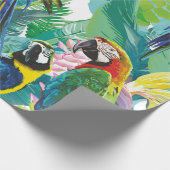 カラフルパロットと珍しい花 ラッピングペーパー (角)