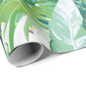 カラフルパロットと珍しい花 ラッピングペーパー (ロールコーナー)