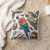 カラフルパロツトロピカルアート クッション (ブランケット)