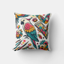 カラフルパロツトロピカルアート クッション