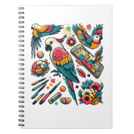 カラフルパロツトロピカルアート ノートブック