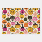 カラフルパンプキお洒落ンハロウィン不気味かわいい ラッピングペーパーシート (正面3)