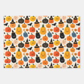 カラフルパンプキお洒落ンハロウィン不気味かわいい ラッピングペーパーシート (正面2)