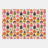 カラフルパンプキお洒落ンハロウィン不気味かわいい ラッピングペーパーシート (正面)