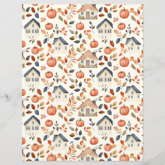 カラフルパンプキ離れン、パターンのスクラップブック紙 (正面)