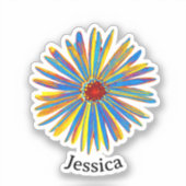 カラフルパーソナライズされたかわいらしモダン切り出し シール (正面)