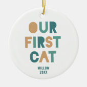 カラフルパーソナライズされたはっきりした文字の愛猫 セラミックオーナメント (正面)