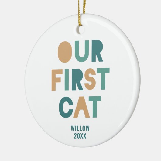 カラフルパーソナライズされたはっきりした文字の愛猫 セラミックオーナメント (左)