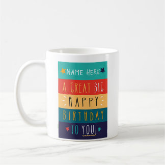 カラフルパーソナライズされたタイポグラフィ誕生日 コーヒーマグカップ
