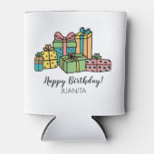 カラフルパーソナライズされたハッピーバースデー 缶クーラー (正面)