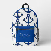 カラフルパーソナライズされたリュック、青いかり プリントバックパック (正面)