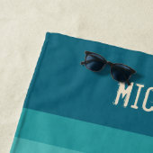 カラフルパーソナライズされたレトロストライプ- 70、80 ビーチタオル (インサイチュ)