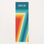 カラフルパーソナライズされたレトロストライプ- 70、80 ヨガマット (正面)