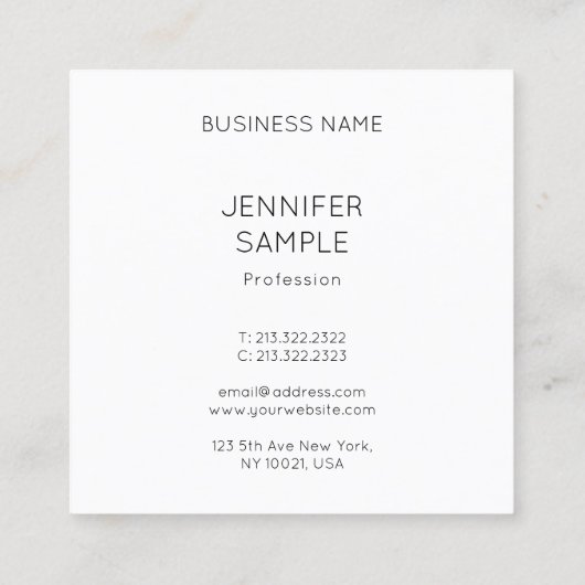 カラフルパーソナライズされた抽象芸術エレガントテンプレート スクエア名刺 (裏面)