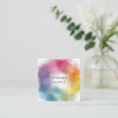 カラフルパーソナライズされた抽象芸術エレガントテンプレート スクエア名刺 (スタンド正面)