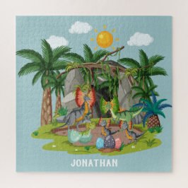 カラフルパーソナライズされた漫画ジュラ紀の青空 ジグソーパズル