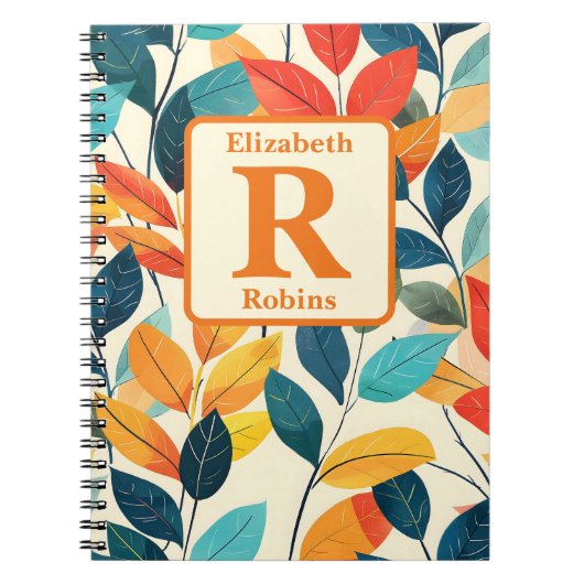 カラフルパーソナライズされた秋葉のカスタム ノートブック (正面)