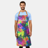 カラフルパーソナライズされた絞り染め エプロン (着用した状態)