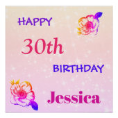 カラフルパーソナライズされた誕生日おめでとう ポスター (正面)